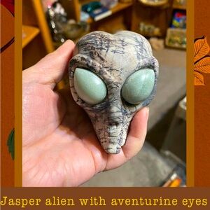 New large Jasper Alien with Aventurine eyes.